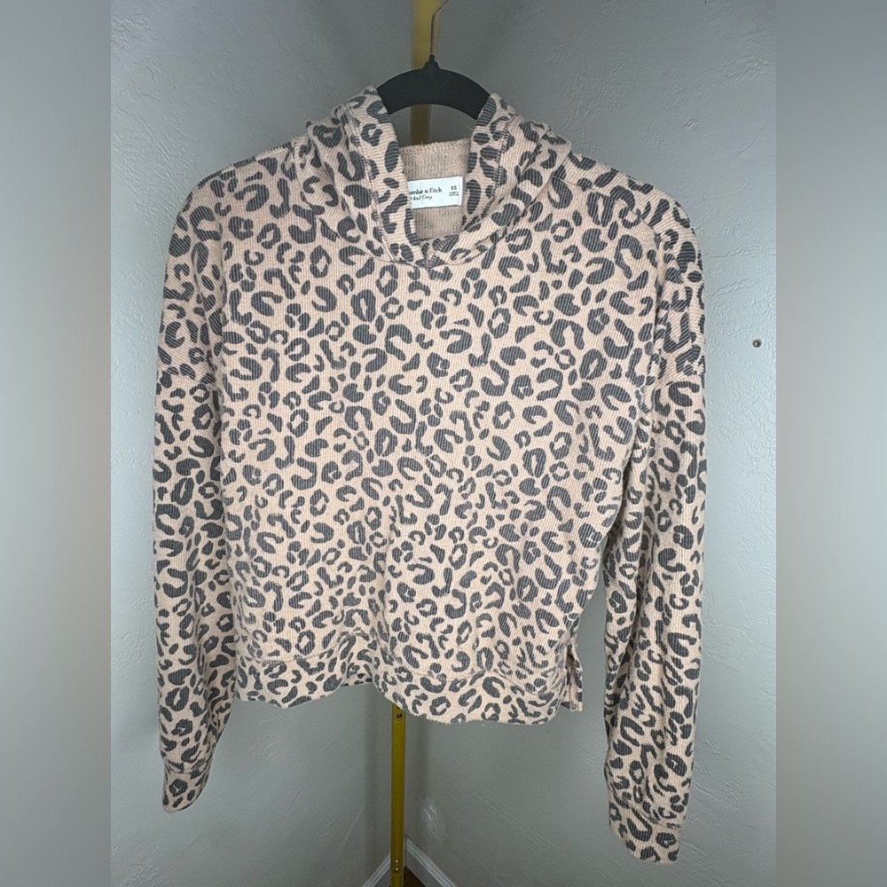 Abercrombie & Fitch Leopard Print Hooded Sweater - Beige and Brown Cheetah